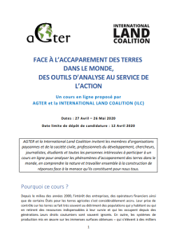 Cours en ligne AGTER ILC Avril 2020 sur les accaparements de terre (en français) {PDF}
